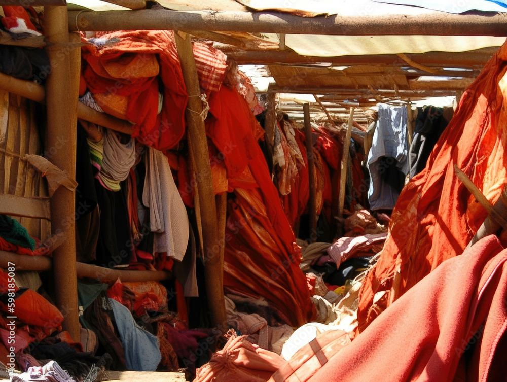 Poster a view inside a squalid room devoid of furniture and basic amenities.. ai generation. generative ai