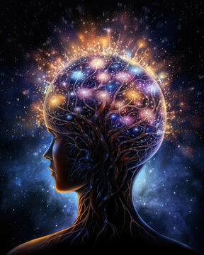 A Teenage Brain With Pathways Lit Up Like The Night Sky Showcasing The Vast Universe Of Knowledge Being Psychology Emotions Concept. AI Generation. Generative AI