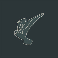 animal vintage line art with dark background