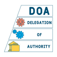 DOA Delegation of authority acronym. business concept background. vector illustration concept with keywords and icons. lettering illustration with icons for web banner, flyer, landing