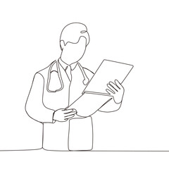 Continuous line drawing of woman doctor with stethoscope One line art of health care concep