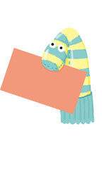 illustration stocking puppet whit a poster