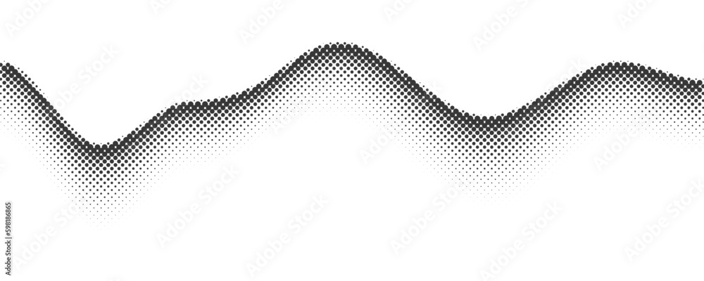 Poster grainy mountains with noise gradient. dotted stippled background with grain texture. vector grunge r