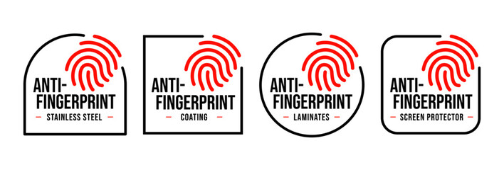 Anti Fingerprint vector. Not allow Fingerprint sign. Resistance fingerprint logo, no fingerprint, don't touch screen protector.