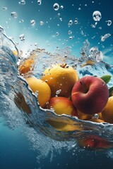 Fototapeta na wymiar healthy fresh background vitamin fruit splash water green strawberry food drop. Generative AI. Generative AI