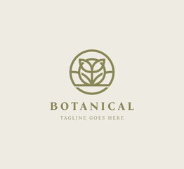Organic Botanical Minimal Natural Iconic Graphic Decor Linear Simple Floral Logo Design.