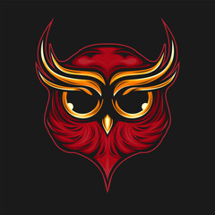 Owl head mascot logo template vector icon illustration design