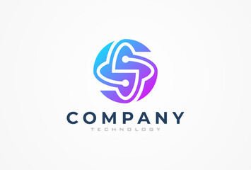Initial S Technology Logo, letter S with globe and technology combination, usable for technology and company logos, vector illustration