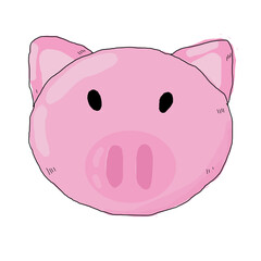 illustration pink pig, isolated on white