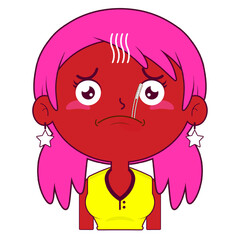 girl sick face cartoon cute