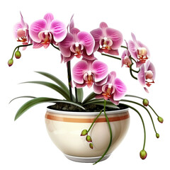 Naklejka premium Pink Orchid in a Vase Generative AI