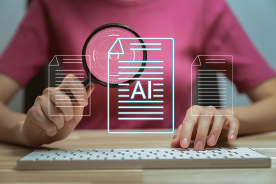 AI (Artificial Intelligence) concept, technology smart robot assistant online, filling survey form online.