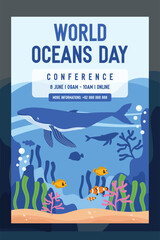 World Oceans Day 8 June Brochure Design Suitable for brochure template, conferences poster and graphic resources