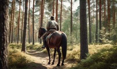 A forest path leads a horse and its rider Creating using generative AI tools
