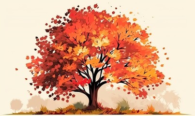 Abstract tree with colorful autumn foliage Creating using generative AI tools