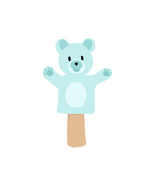 puppet  teddy bear, isolated on white