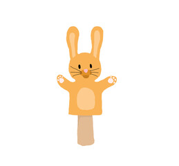 puppet funny cartoon rabbit, isolated on white