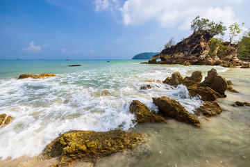 Beautiful beach on the tropical sea at Pha-Yam island, Ranong Province, Thailand.