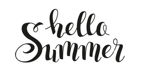 Text message Hello Summer. Vector hand drawn lettering