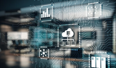 Cloud computing network. Cloud computing concept 2023