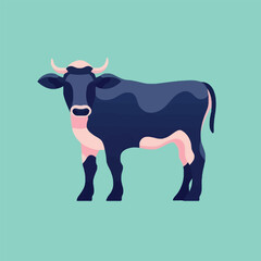 The cow goes moo. Vector illustration of a mooing cow in simple children's style.