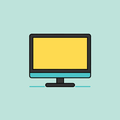 computer monitor, screen isolated on blue background. Vector illustration