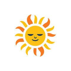 Yellow sunflower flower on a white background, design element, vector icon.