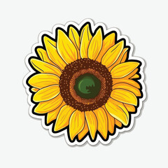 Yellow sunflower flower on a white background, design element, vector icon.