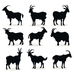 Set Goat silhouette vector illustration
