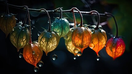 red and yellow lantern in the night Generative AI 