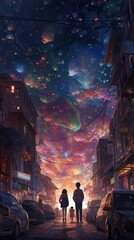 Fototapeta premium city in the night Generative AI 