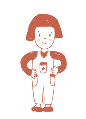 child with overalls