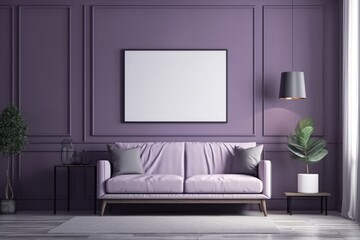 Purple Living Room Interior - Cozy and Sophisticated Space Created with Generative AI