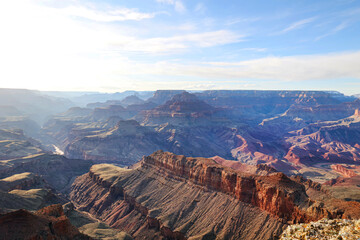 View of the Grand Canyon from Grand Canyon Trail on a Sunny Winter Day, Arizona