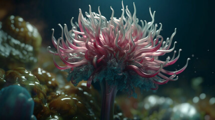 Colorful Blooms Beneath the Waves: Discovering Underwater Flowers. Generative AI