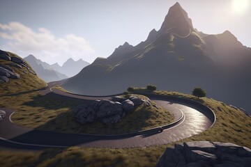 Beautiful road in the mountains Generative AI