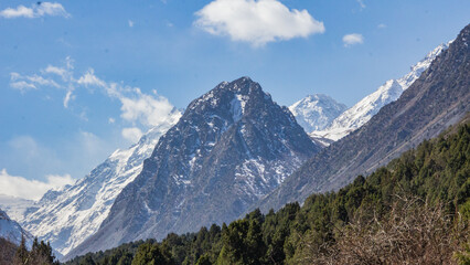 Beautiful gorgeous mountain in the valley against a sky