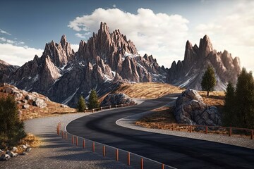 Beautiful road in the mountains Generative AI
