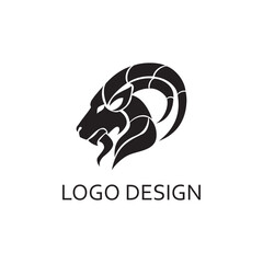 simple black goat head for logo company design