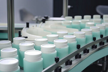 Fototapeta premium bottle cream laboratory medicine product jar research cosmetic care beauty. Generative AI. Generative AI