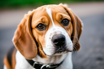 Sad beagle dog portrait