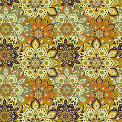 Seamless hand drawn mandala pattern. Vintage elements in orienta