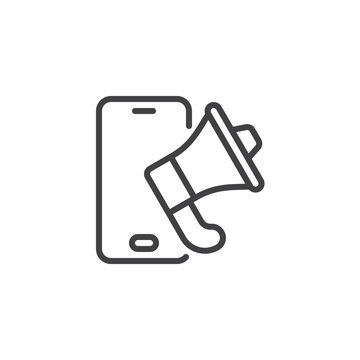 Mobile advertising line icon
