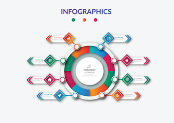 Flat gradient infographic element collection design set template