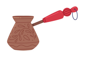 Cezve as Long-handled Pot and Traditional Istanbul Symbol Vector Illustration