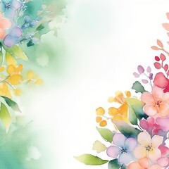Watercolor spring flowers with copy space background. Perfect for wedding, greeting cards, quotes, Birthday and your unique creation, Generative AI