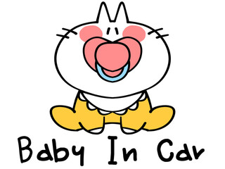 おしゃぶりをしたにゃんこベビーイラスト素材