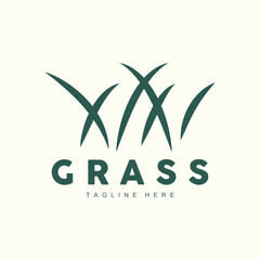 Green Grass Logo Design, Farm Landscape Illustration, Natural Scenery Vector