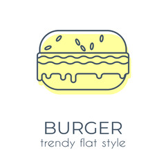 Burger isolated on white background, simple icon in trendy flat style