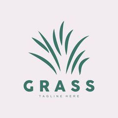 Green Grass Logo Design, Farm Landscape Illustration, Natural Scenery Vector